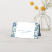 ほこりっぽい青フローラ結婚末 プレイスカード (裏面)