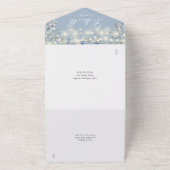 ほこりっぽい青フローラ緑のストリングラ結婚イト オールインワン招待状 (外側)