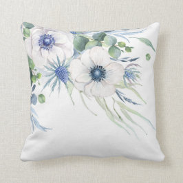 ほこりっぽい青フローラ緑の水色エレガント クッション
