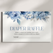 ほこりっぽい青フローラ花赤ちゃんシャワーおむつラッフル エンクロージャーカード