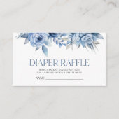 ほこりっぽい青フローラ花赤ちゃんシャワーおむつラッフル エンクロージャーカード (正面)