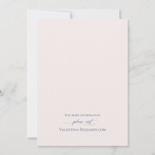 ほこりっぽい青ベージュエレガントフローラ日付の保存 セーブザデート (裏面)