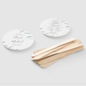 ほこりっぽい青ミニマル緑の素朴な結婚式プログラム ハンドファン (組立なし)