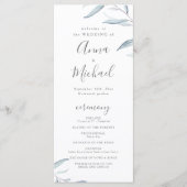 ほこりっぽい青ミニマル緑の素朴な結婚式プログラム メニュー (正面)