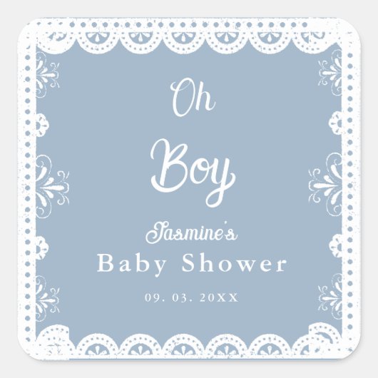 ほこりっぽい青メキシコ人の男の子シャワーパペル・ピカド スクエアシール (正面)