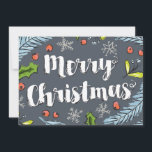 ほこりっぽい青メリークリスマスススススススプルーズ シーズンカード<br><div class="desc">この平図解入りの、写真付きのらな休日カードは、手で描かれた青いトウヒ、ホリーとミストレの枝のイラストレーションを備えのまわりにてインクイイスタイルメリークリスマス書の。あなたの家族の写真、メッセージと名前をカスタマイズバックをパーソナライズ。</div>