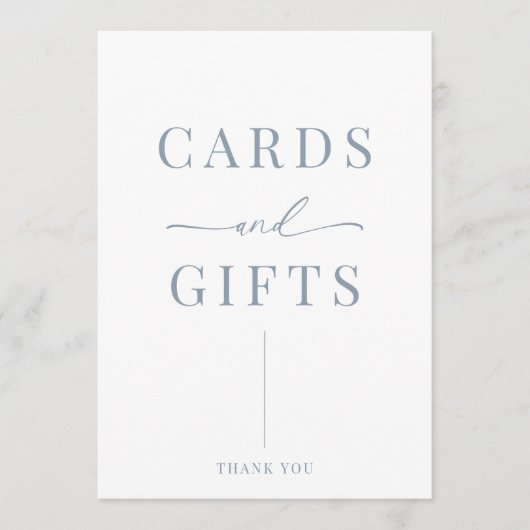 ほこりっぽい青モダンエレガントなウェディングカードギフトサイン (正面)