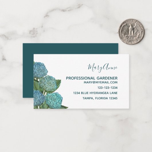 ほこりっぽい青モダンフローラの葉あじさいが注Ca ノートカード (正面/裏面インサイチュ)