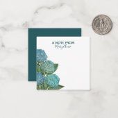 ほこりっぽい青モダンフローラの葉あじさい ノートカード (正面/裏面インサイチュ)