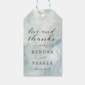 ほこりっぽい青モダン抽象芸術ブラシストローク ギフトタグ (正面)