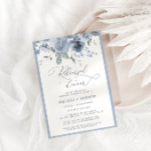 ほこりっぽい青モダン書道リハーサルディナー 招待状