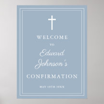 ほこりっぽい青モダン縁どの確認ウェルカムサイン