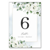 ほこりっぽい青ユーカリ緑のフローラ結婚ズ テーブルナンバー (正面)