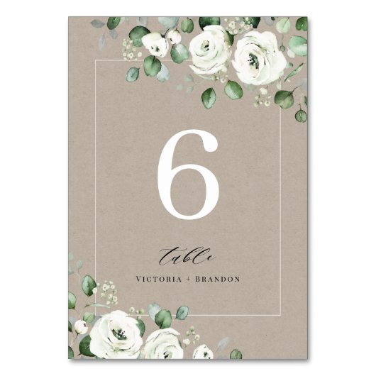 ほこりっぽい青ユーカリ緑のフローラ結婚ズ テーブルナンバー (裏面)