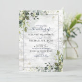 ほこりっぽい青ユーカリ緑の多肉植物の写真 招待状 (スタンド正面)