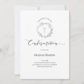 ほこりっぽい青リース水色確認 招待状 (正面)