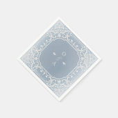 ほこりっぽい青ロマンエレガントティックヴィンテージモノグラム スタンダードカクテルナプキン (角)