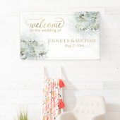 ほこりっぽい青ロマンチックなフローラ金ゴールド書 横断幕 (インサイチュ)