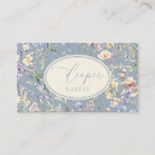 ほこりっぽい青ワイルドフラワーおむつラッフル エンクロージャーカード (正面)