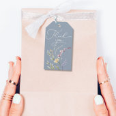 ほこりっぽい青ワイルドフラワーベイビーシャワーありがとう ギフトタグ