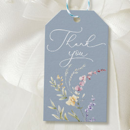 ほこりっぽい青ワイルドフラワーベイビーシャワーありがとう ギフトタグ