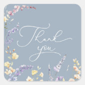 ほこりっぽい青ワイルドフラワーベイビーシャワーありがとう スクエアシール (正面)