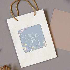 ほこりっぽい青ワイルドフラワーベイビーシャワーありがとう スクエアシール