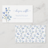 ほこりっぽい青ワイルドフラワーベビーシャワーおむつラッフル エンクロージャーカード (正面/裏面)