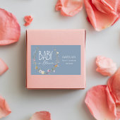 ほこりっぽい青ワイルドフラワーベビーシャワーステッカー 長方形シール