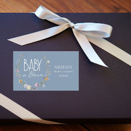 ほこりっぽい青ワイルドフラワーベビーシャワーステッカー 長方形シール