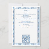 ほこりっぽい青ヴィンテージ縁ど結婚フローラ 招待状 (裏面)