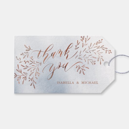 ほこりっぽい青感謝していい書道は素朴なフローラ ギフトタグ (正面(横))