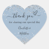 ほこりっぽい青感謝してい銀のハート結婚 ハートシール (正面)