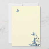 ほこりっぽい青淡い色の黄フローラ水の色結婚の 招待状 (裏面)