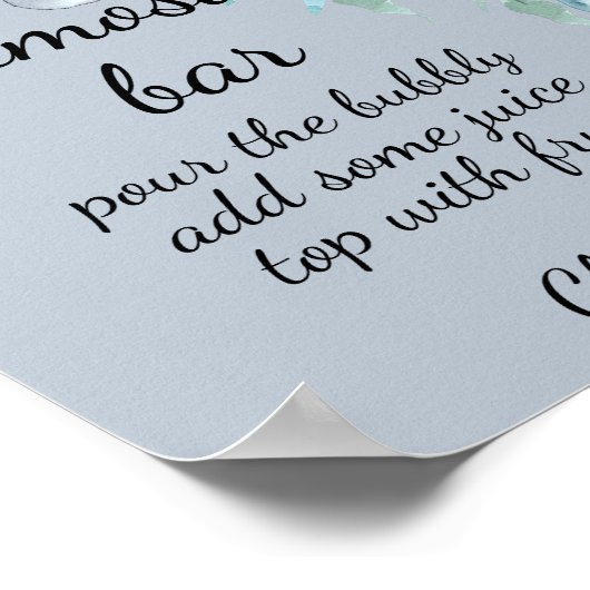 ほこりっぽい青灰色の花模様のミモザバー ポスター (角)