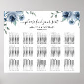 ほこりっぽい青石板ネイビー植物座席表 ポスター (正面)