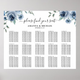 ほこりっぽい青石板ネイビー植物座席表 ポスター