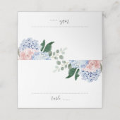 ほこりっぽい青紫陽花ピンクのバラ プレイスカード (外部開封)