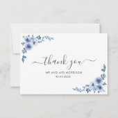 ほこりっぽい青結婚い花のサンキューカード サンキューカード (正面)