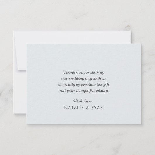 ほこりっぽい青結婚い花のサンキューカード サンキューカード (裏面)