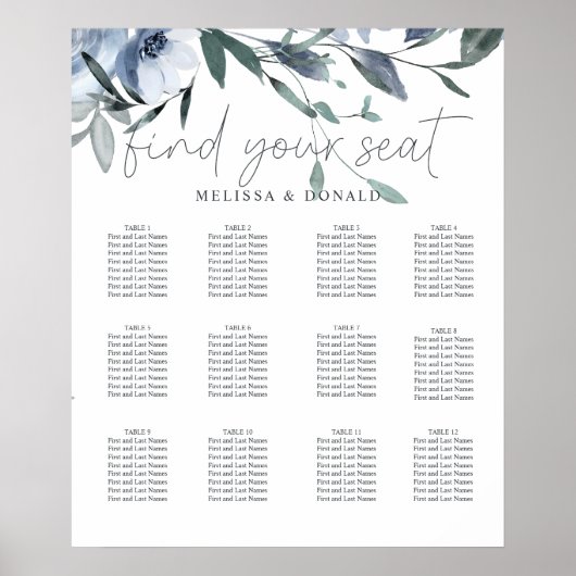 ほこりっぽい青結婚い花の座席表 ポスター (正面)