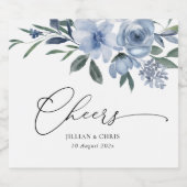 ほこりっぽい青結婚い花 スパークリングワインラベル (シングルラベル)