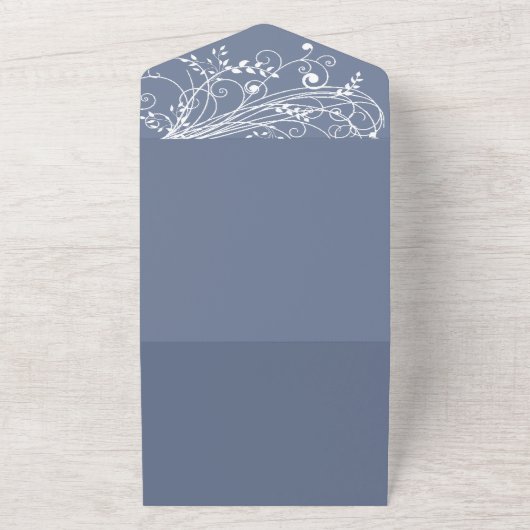 ほこりっぽい青結婚が一つの招待状で花開く オールインワン招待状 (外側)