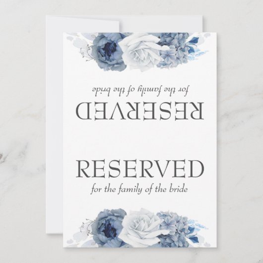 ほこりっぽい青結婚の花の予約サイン (正面)