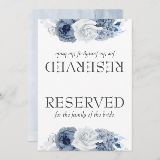 ほこりっぽい青結婚の花の予約サイン (正面/裏面)