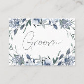 ほこりっぽい青結婚の花の予約座席表 プレイスカード (正面)