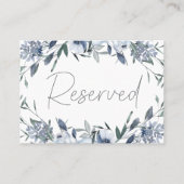 ほこりっぽい青結婚の花の予約座席表 プレイスカード (正面)