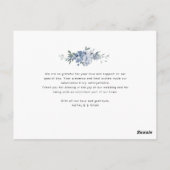 ほこりっぽい青結婚フローラサンキューカード ポストカード (裏面)