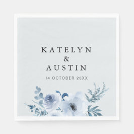 ほこりっぽい青結婚フローラ スタンダードランチョンナプキン
