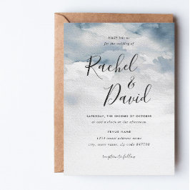 ほこりっぽい青結婚水色 招待状